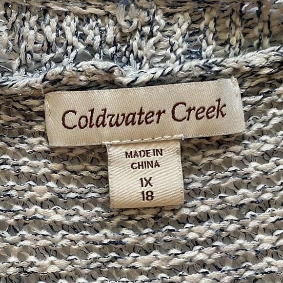 Coldwater Creek Gray Loose Knit Cotton Blend Open Front Cardigan Sweater, 1X - Picture 5 of 9